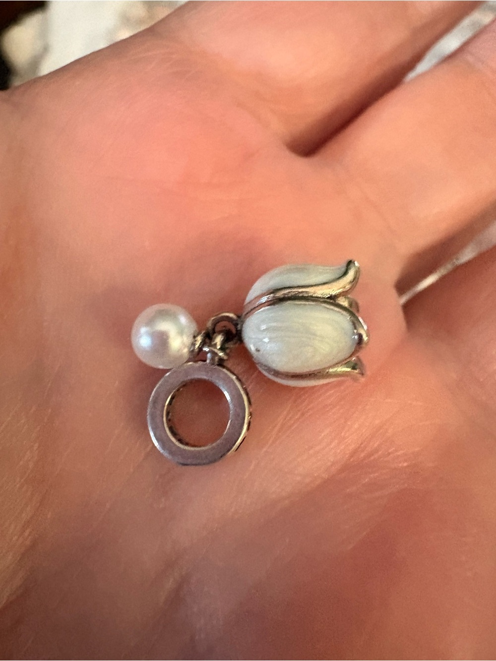 S925 flower dangle charm